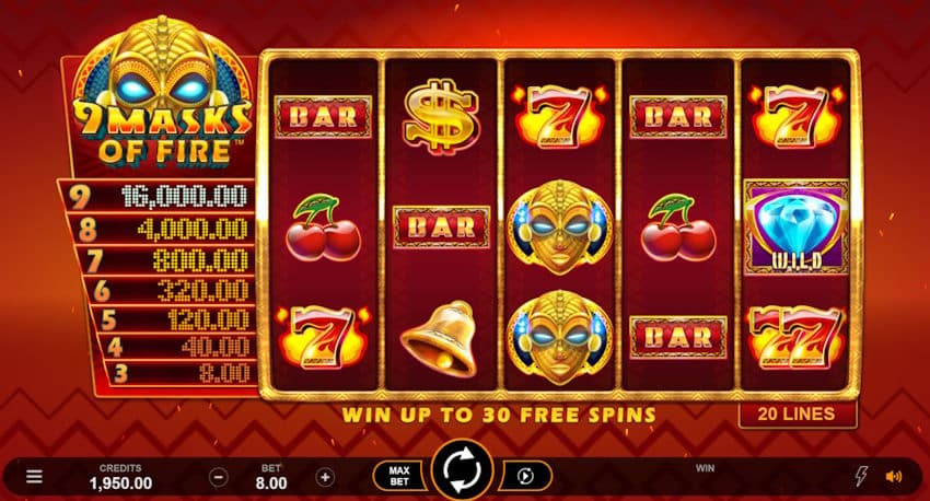 9 masks of fire slot screenshot