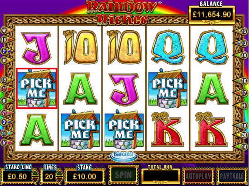 rainbow riches slot screenshot pick me bonus