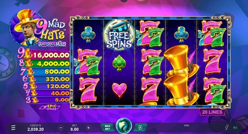 9 mad hats slot screenshot